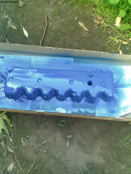 rocker cover midway through painting