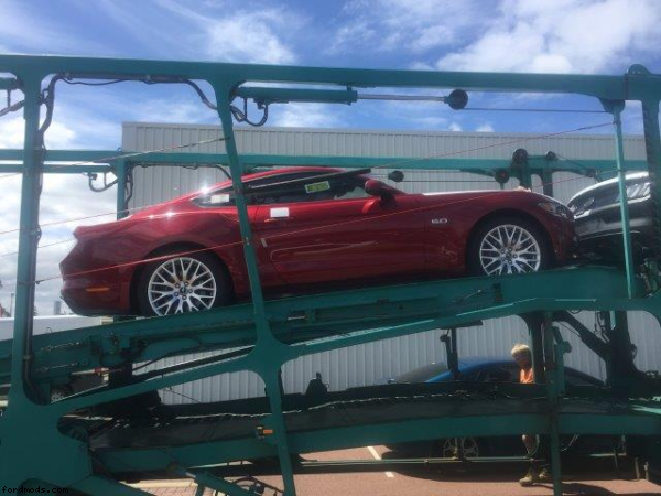 My new Stang coming off the transporter at Lane Ford...