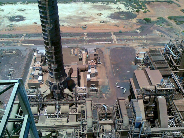 Looking at the gas plant in BHP HBI Boodarie near Port Headland