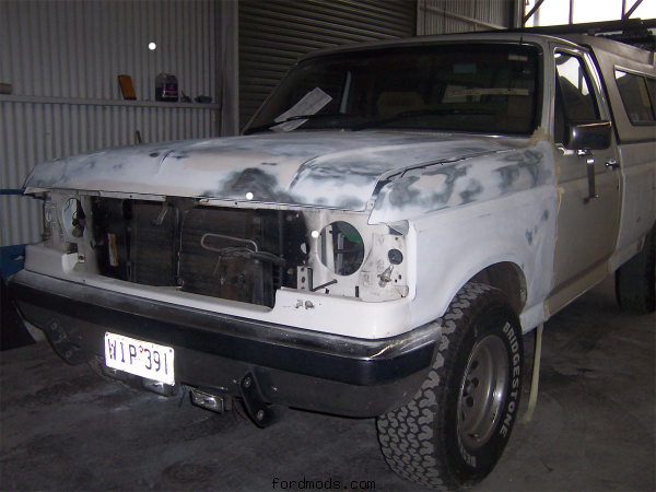 front veiw f 150 in the crash shop